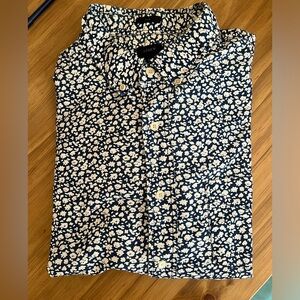 J. Crew Slim Fit Dress Shirt Navy Floral Print XL